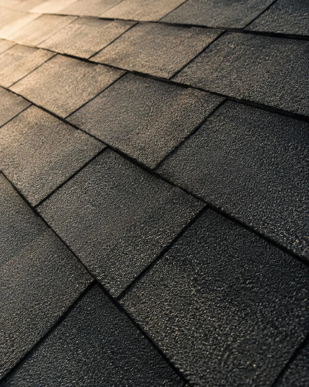 Textured charcoal asphalt shingles